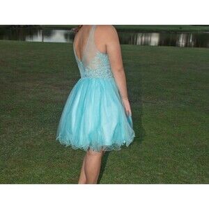 Dancing Queen Homecoming Bat Mitzvah Wedding Dress Teal Turquoise Blue Sz XL